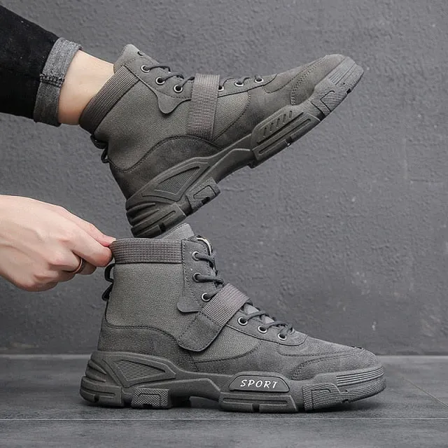 2021 Autumn New High Top Work Shoes for Men Platform Ankle Boots Fashion Quality Martin Boots Outdoor Booties Zapatos De Hombre