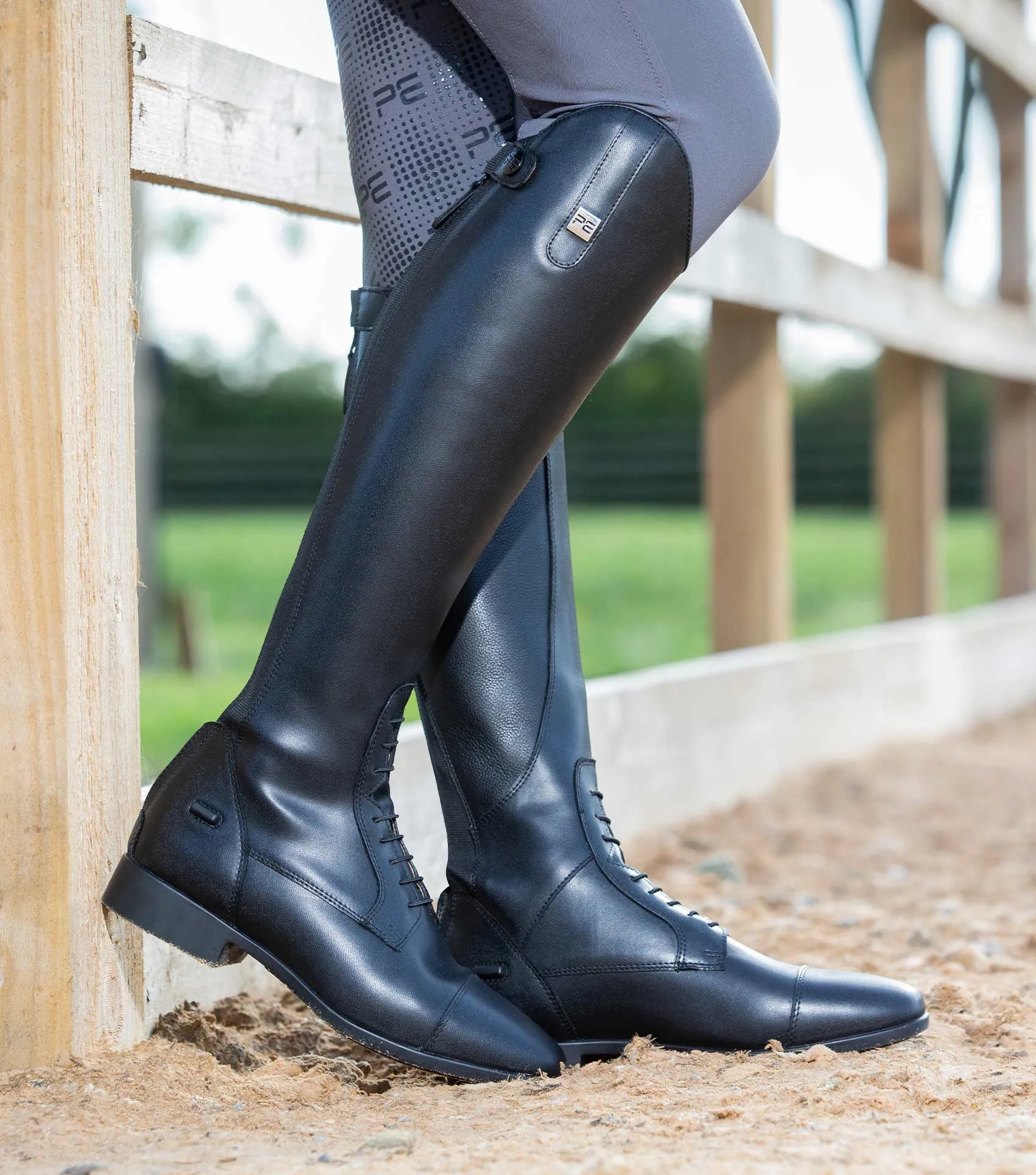 Anima Ladies Synthetic Field Tall Riding Boot Black (Regular Calf)