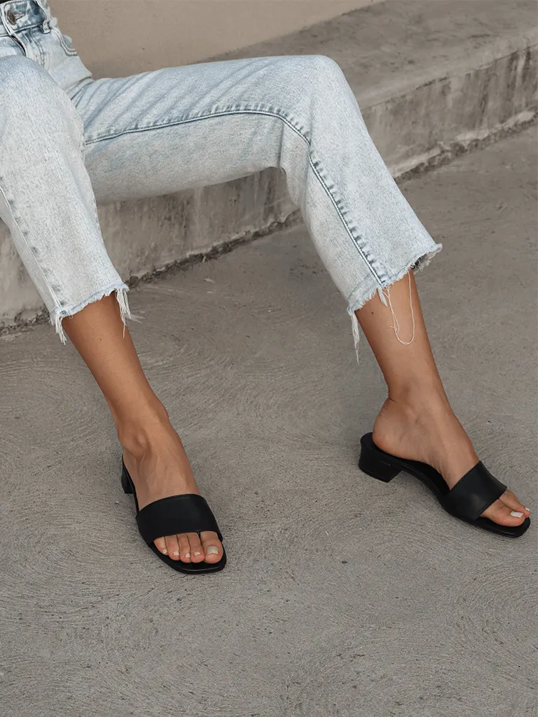 CARA Black Block Heels