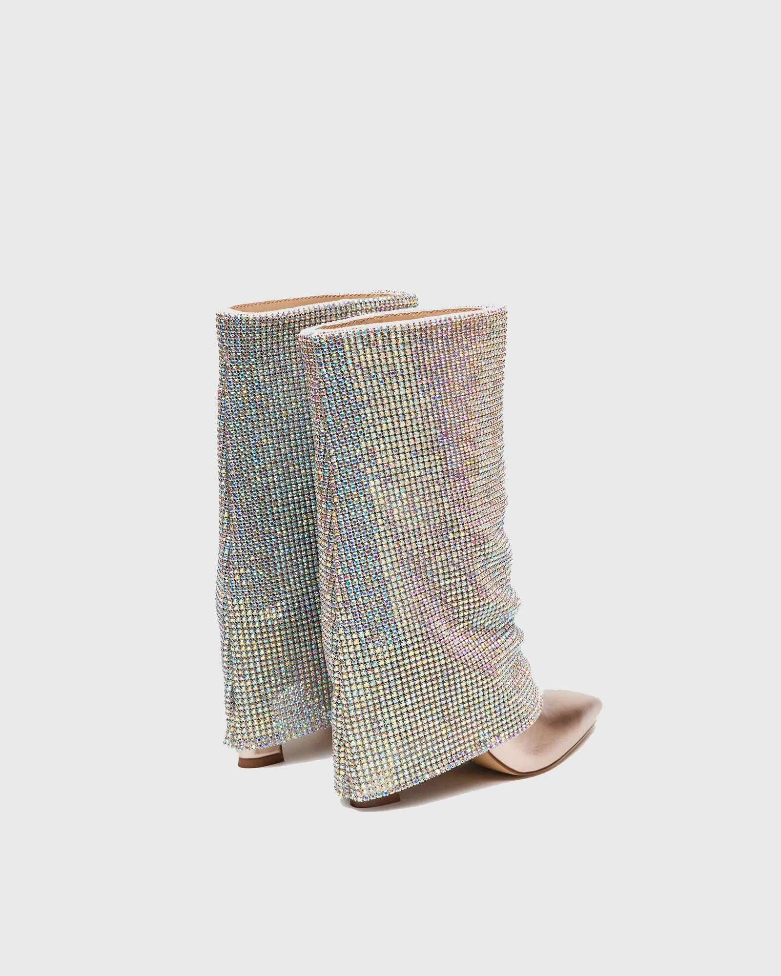 Carmela Rhinestone Embellished Leather Mid Calf Boots