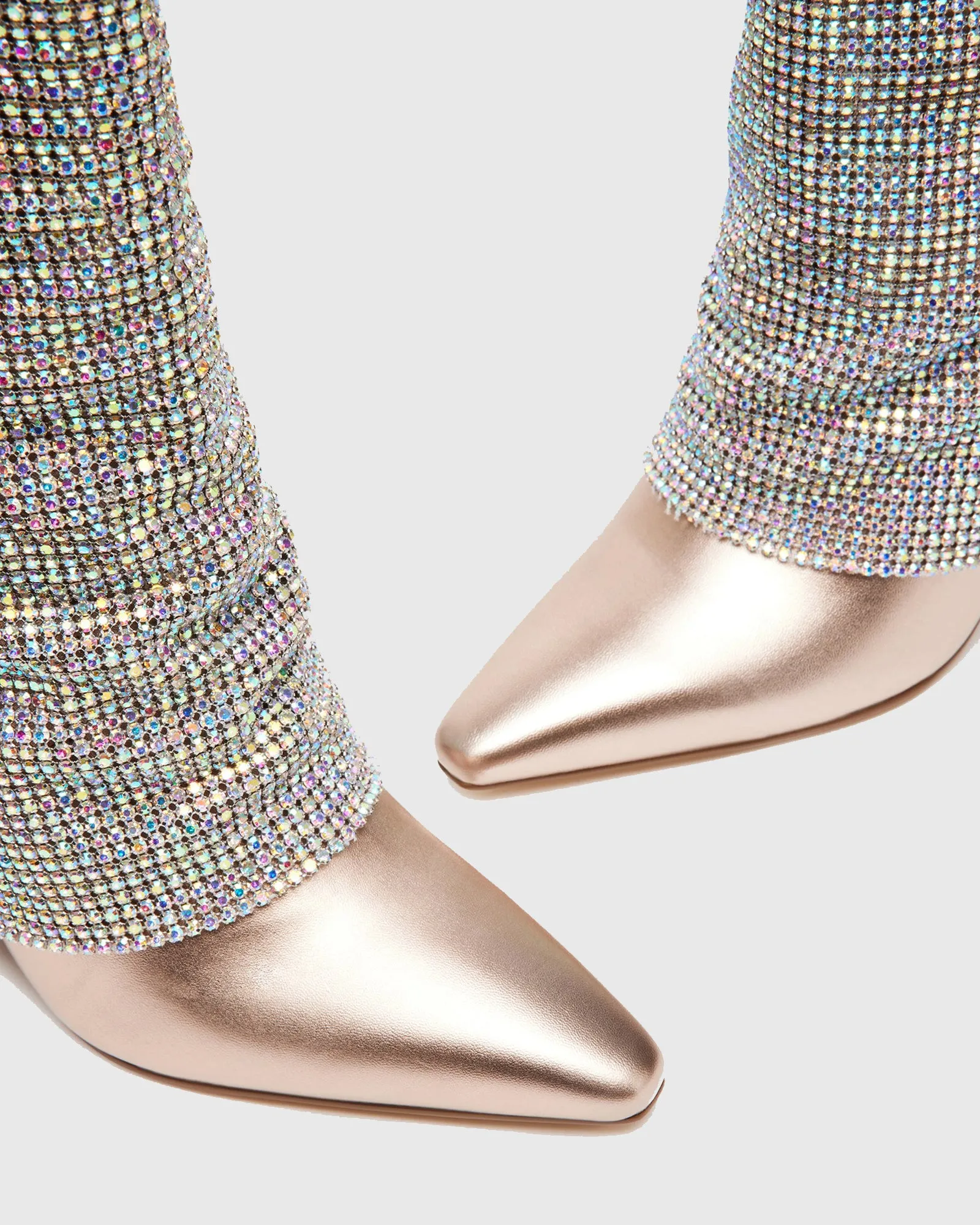 Carmela Rhinestone Embellished Leather Mid Calf Boots
