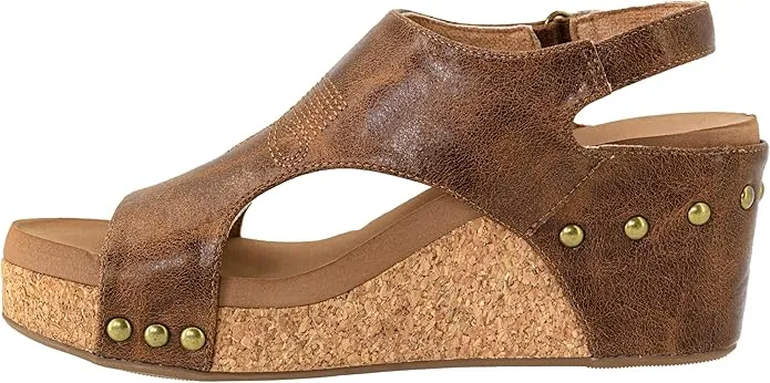Corkys Women's Carley Wedge Sandal - Saddle Stitch