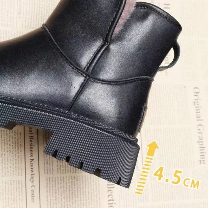 Cuzcare Orthopedic Women Ankle Boots Arch Support Plush Warm Waterproof Wide Toe-box