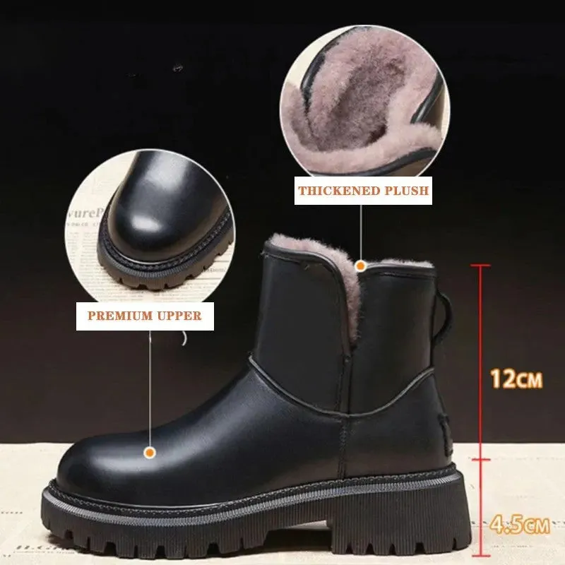 Cuzcare Orthopedic Women Ankle Boots Arch Support Plush Warm Waterproof Wide Toe-box