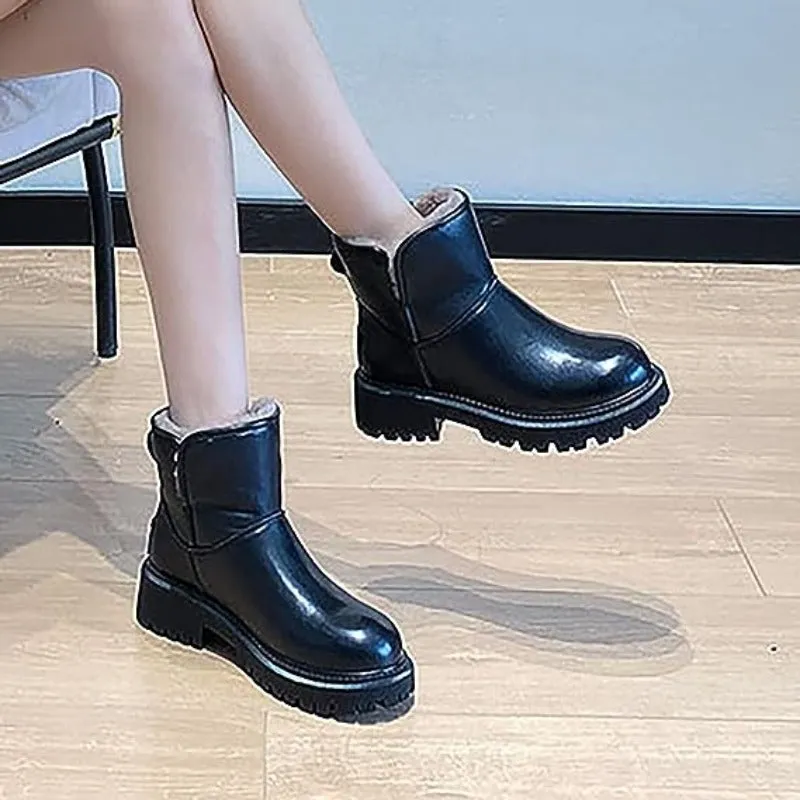 Cuzcare Orthopedic Women Ankle Boots Arch Support Plush Warm Waterproof Wide Toe-box