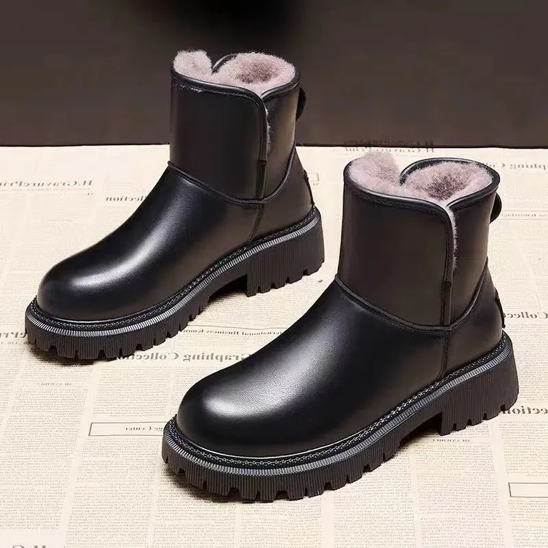 Cuzcare Orthopedic Women Ankle Boots Arch Support Plush Warm Waterproof Wide Toe-box