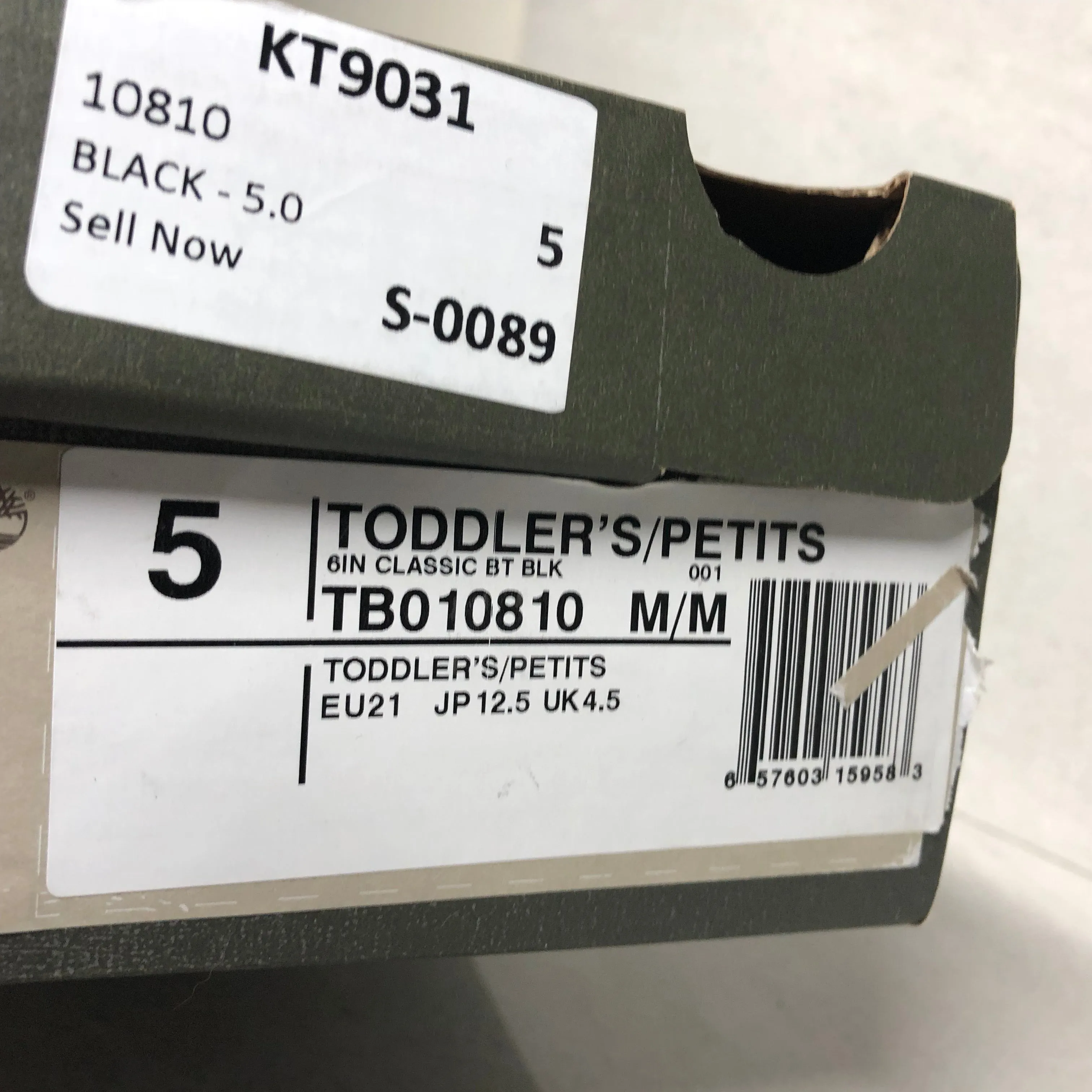 DS Toddler Timberland Classic 6Inch Boot Size 5 Black TB010810
