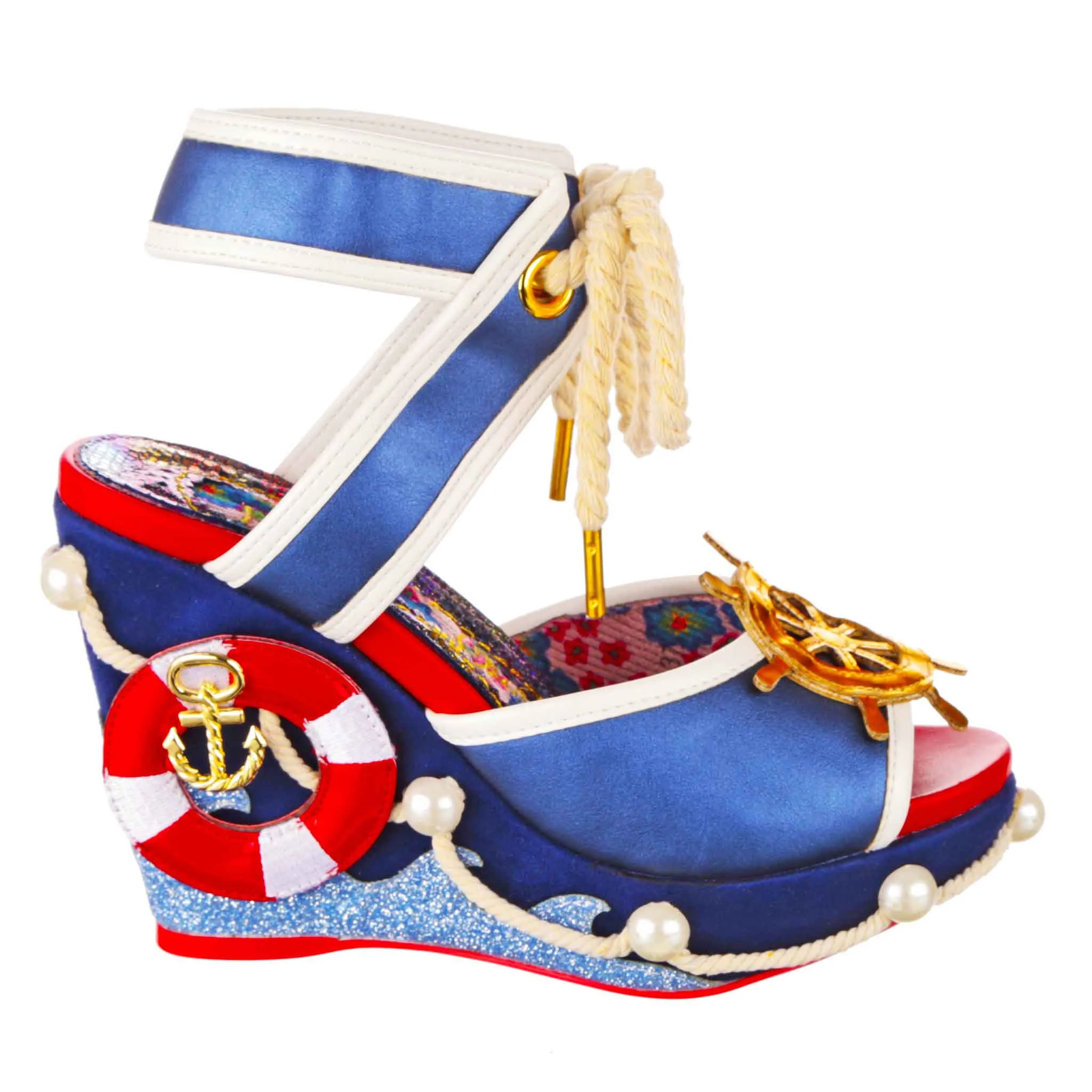 Irregular Choice Women's 4368 17 Gulls And Buoys Wedge Heel Shoes Blue