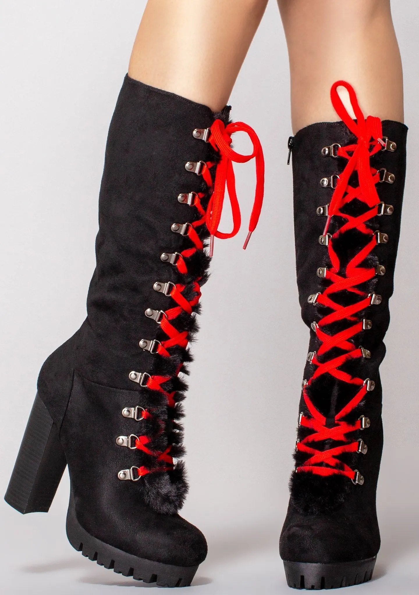 Lace Up Heel Platform Boots - Vallarta05