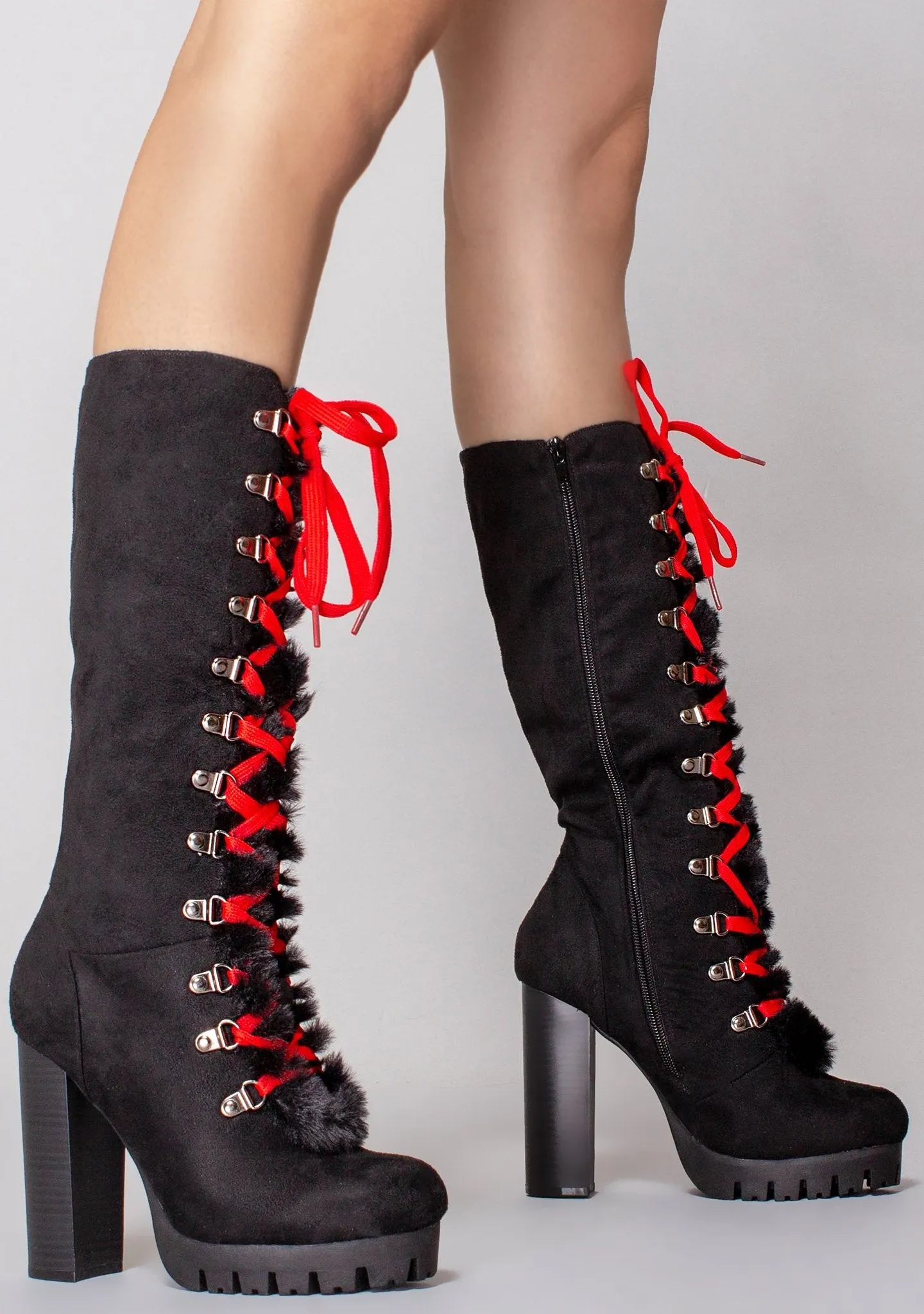 Lace Up Heel Platform Boots - Vallarta05