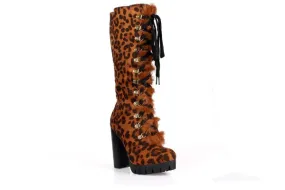 Lace Up Heel Platform Boots - Vallarta05