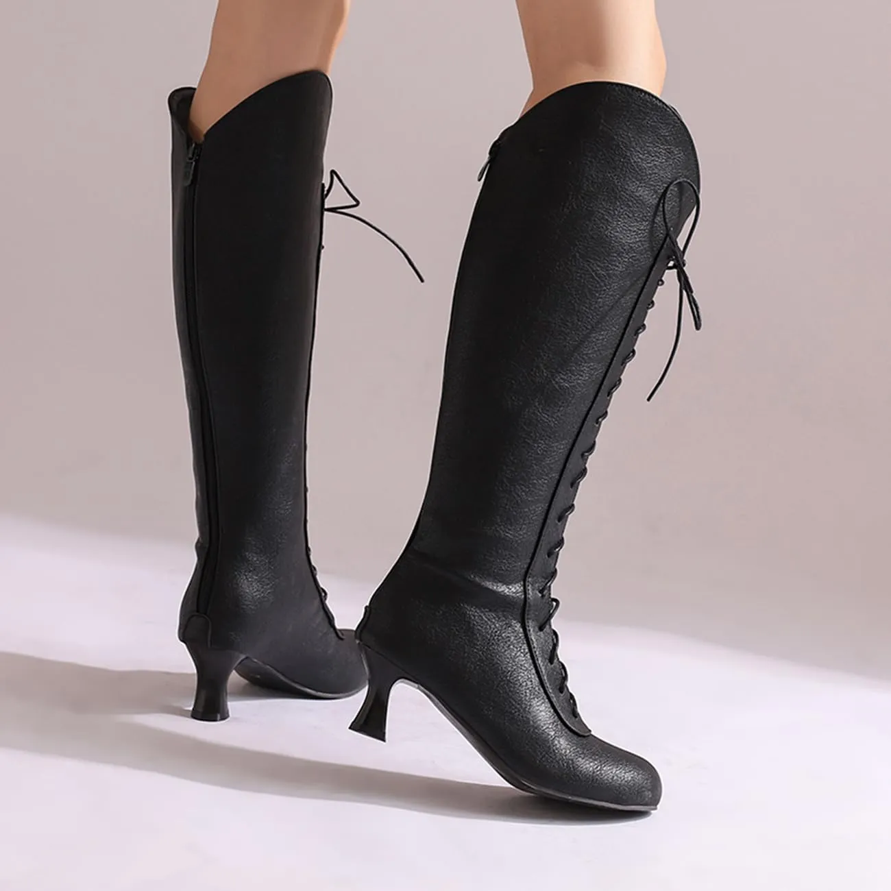 Marigold Cross Lace-Up Knee-High Boots