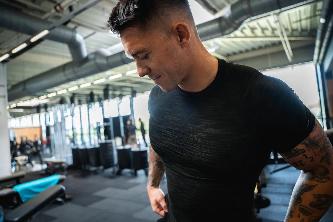Men's Short-Sleeved Crew Neck Weight Training Compression T-Shirt