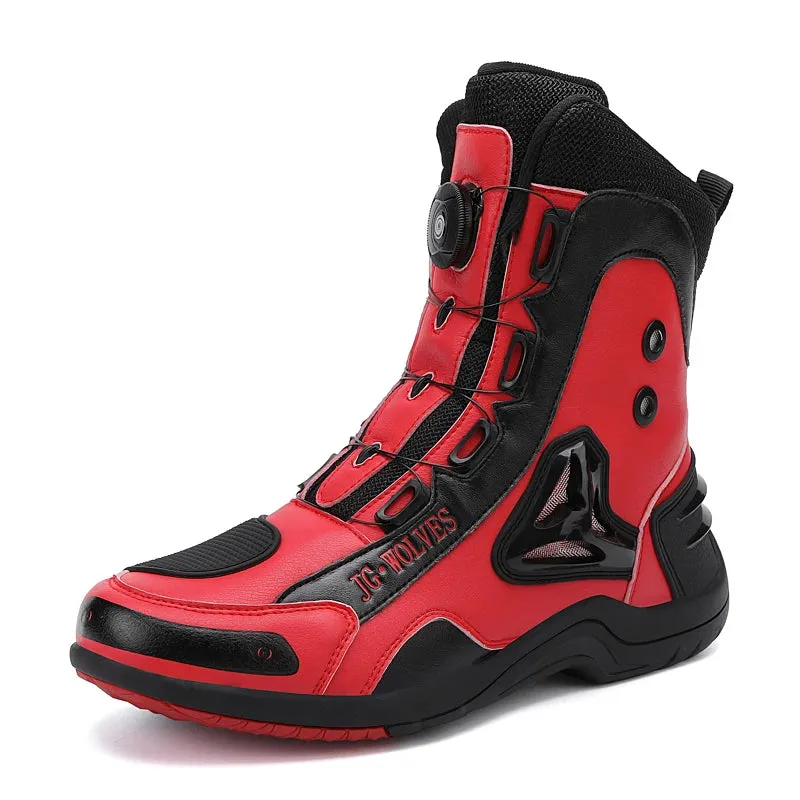 Men's Waterproof Motorcycle Boots - Quick Lacing, Microfiber Leather, Sizes 46-47, Professional Riding Footwear