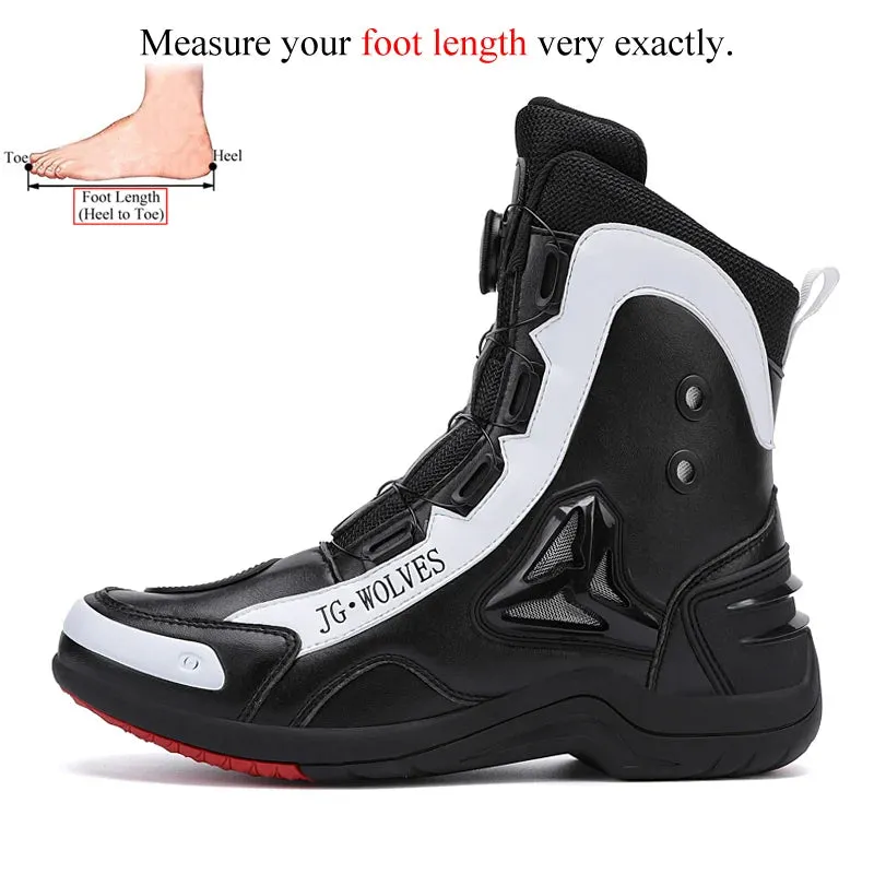 Men's Waterproof Motorcycle Boots - Quick Lacing, Microfiber Leather, Sizes 46-47, Professional Riding Footwear