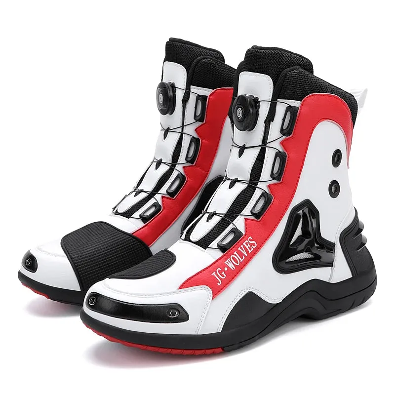 Men's Waterproof Motorcycle Boots - Quick Lacing, Microfiber Leather, Sizes 46-47, Professional Riding Footwear