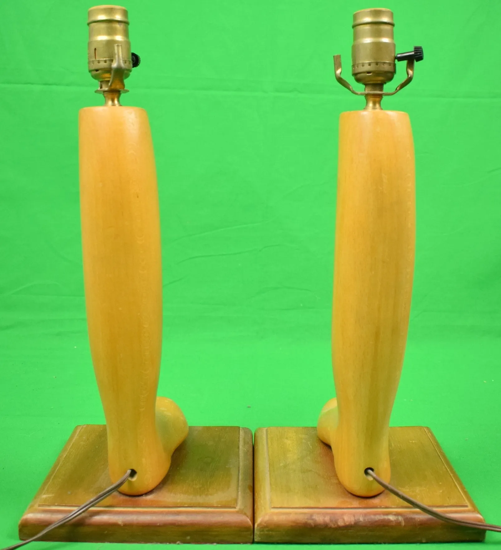 "Pair x Henry Maxwell London Beechwood Boot Tree Table Lamps" (SOLD)