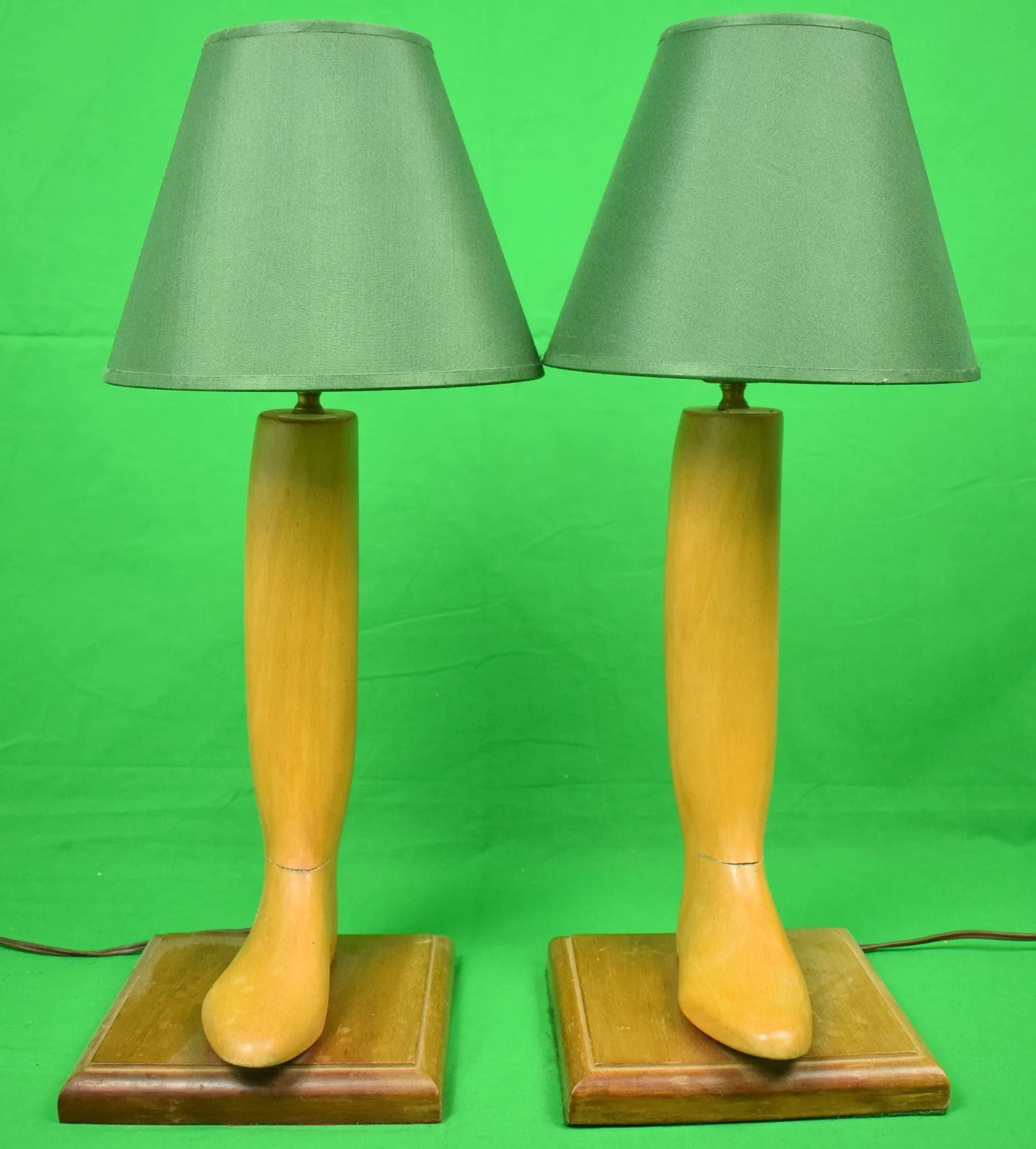 "Pair x Henry Maxwell London Beechwood Boot Tree Table Lamps" (SOLD)