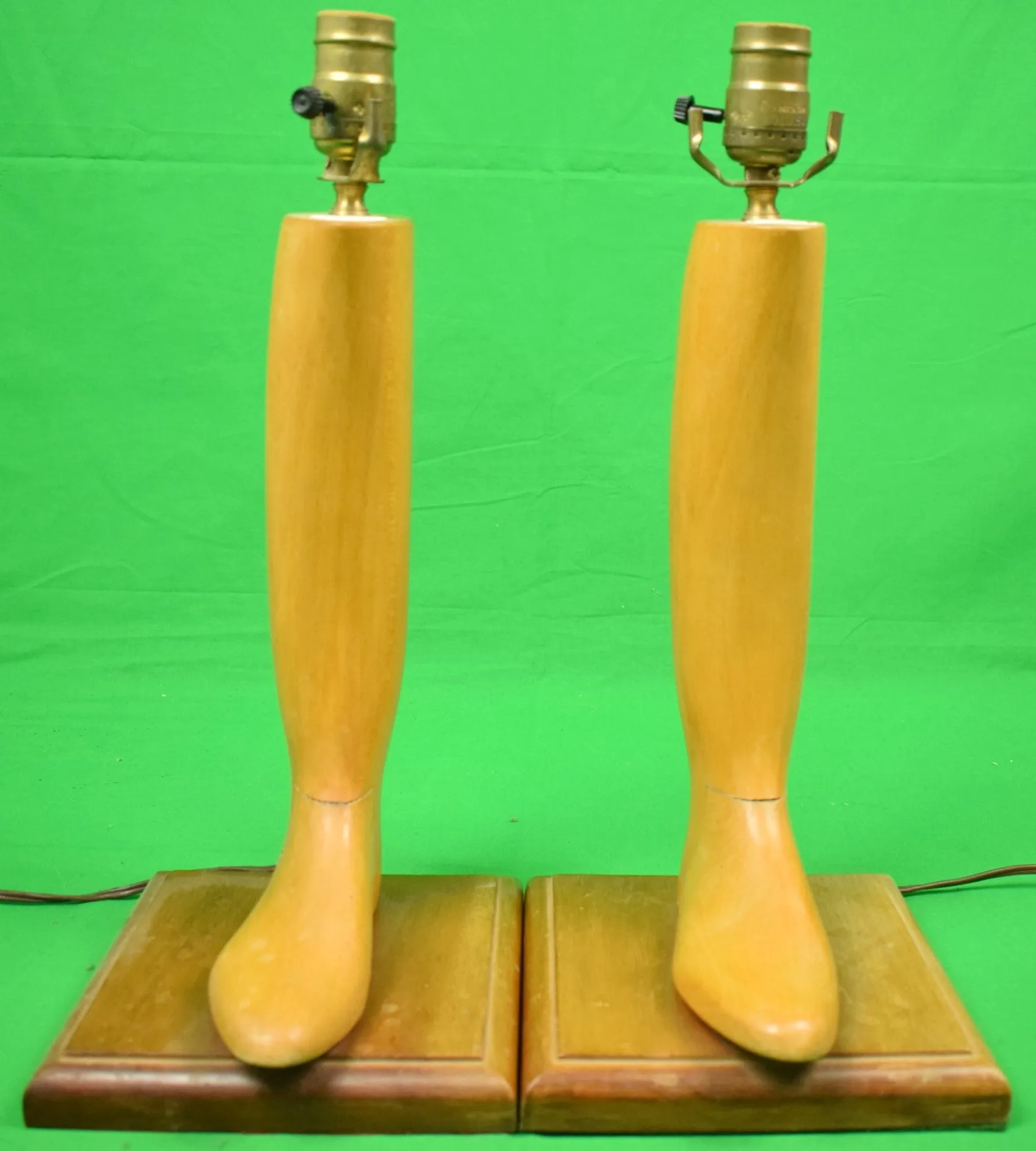 "Pair x Henry Maxwell London Beechwood Boot Tree Table Lamps" (SOLD)