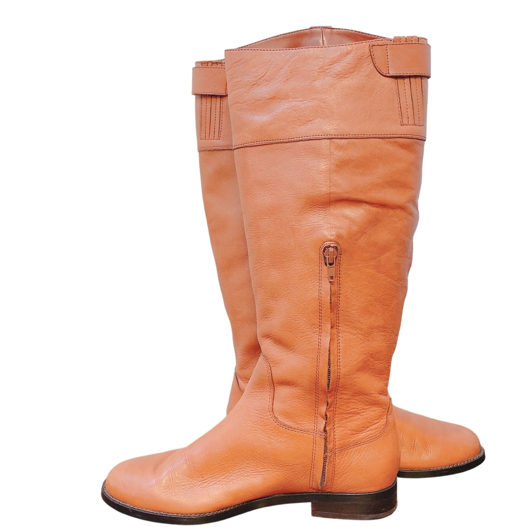 Ralph Lauren Jenessa Polo Tan Vachetta Milled Knee High Boots 8.5