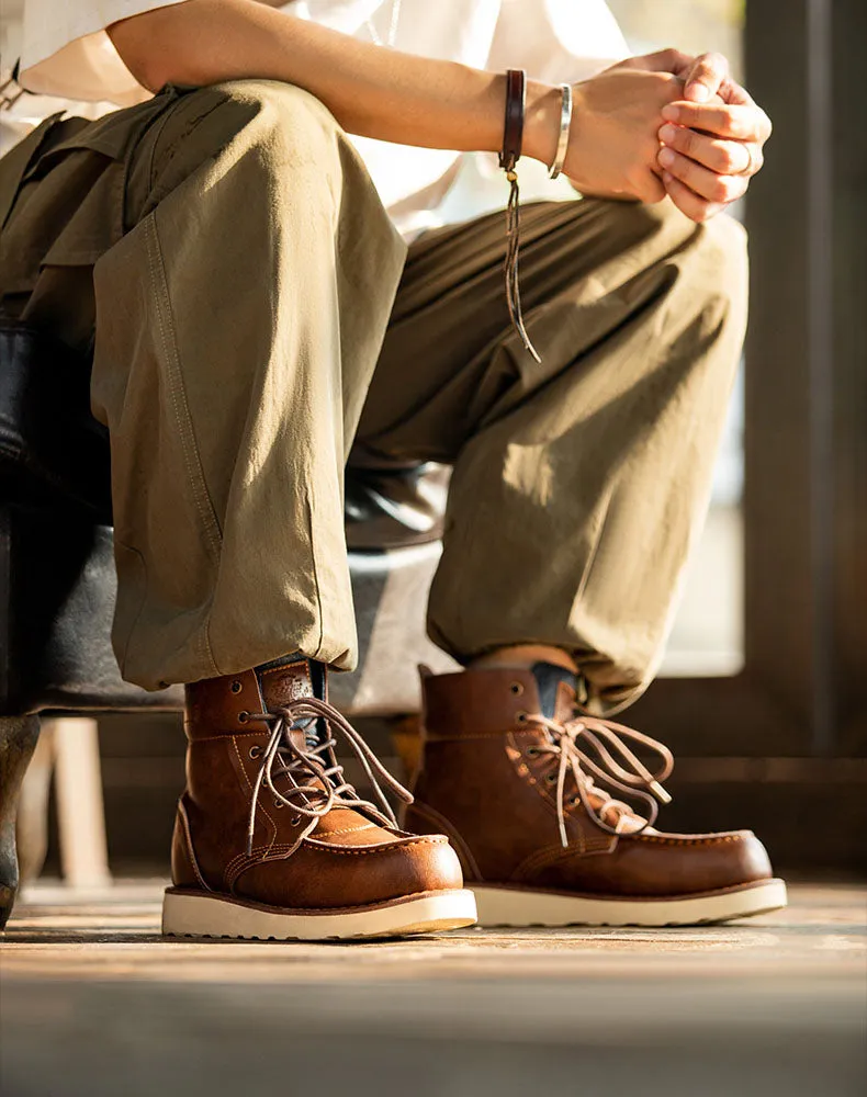 Retro British Denim High-Top Leather Martin Men's Boot
