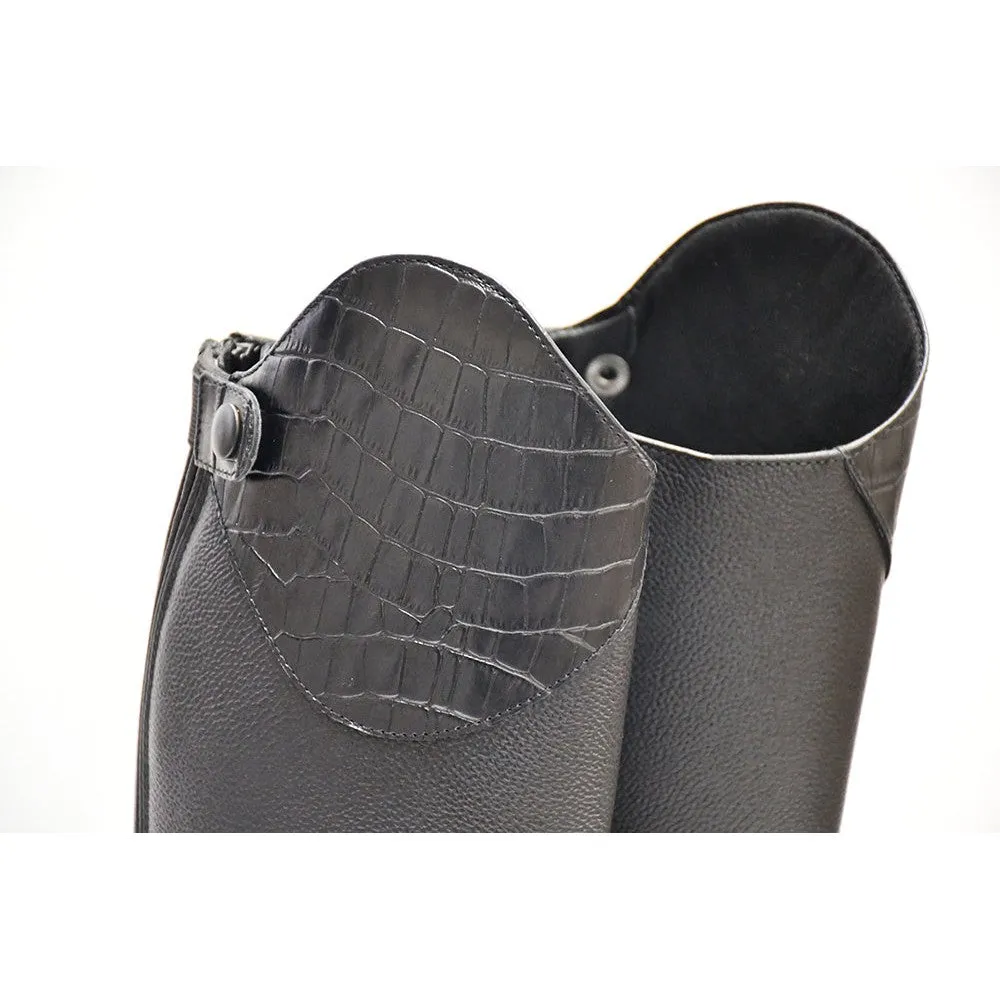 Rhinegold De-Luxe Leather Riding Boots With Mock Croc Trim