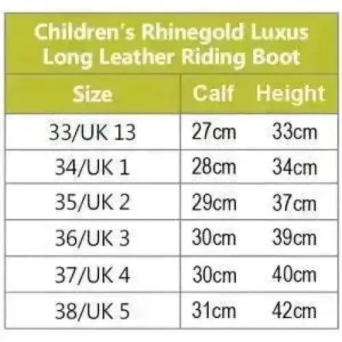 Rhinegold Luxus Junior Long Riding Boots Black