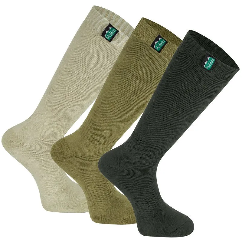 Ridgeline Cotton Work Socks Mid Length In Olive Multi (Pack of 3)