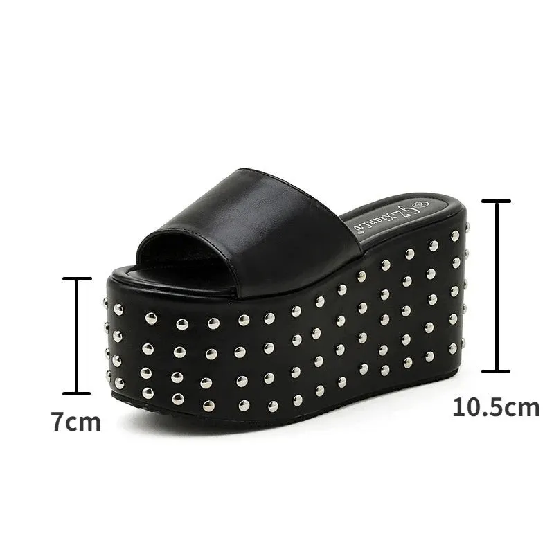 Rivet Wedge High Heel Gothic Punk Shoes