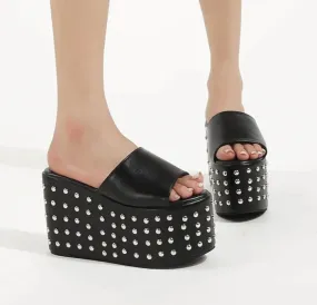 Rivet Wedge High Heel Gothic Punk Shoes