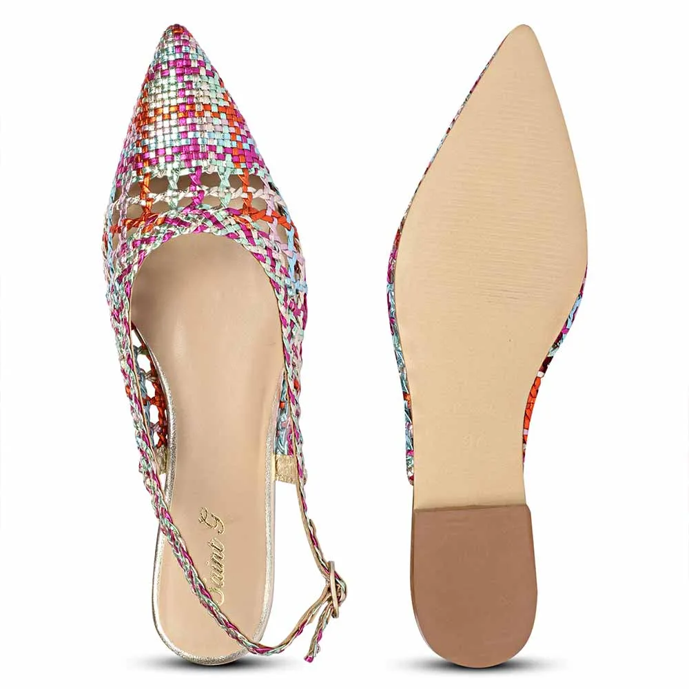 Saint Chayya Rainbow Handcrafted Woven Leather Low  Heels