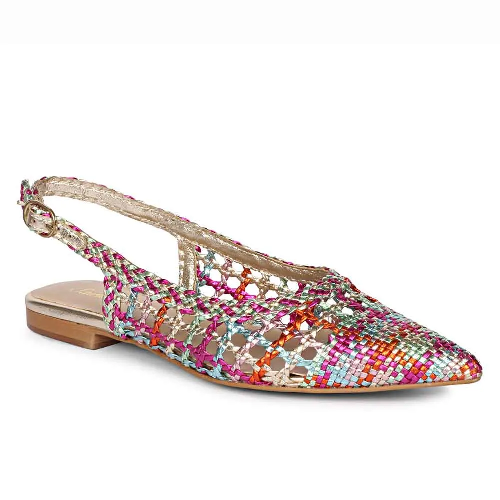 Saint Chayya Rainbow Handcrafted Woven Leather Low  Heels