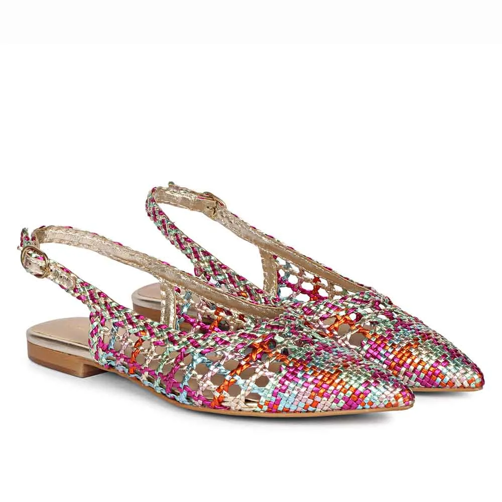 Saint Chayya Rainbow Handcrafted Woven Leather Low  Heels