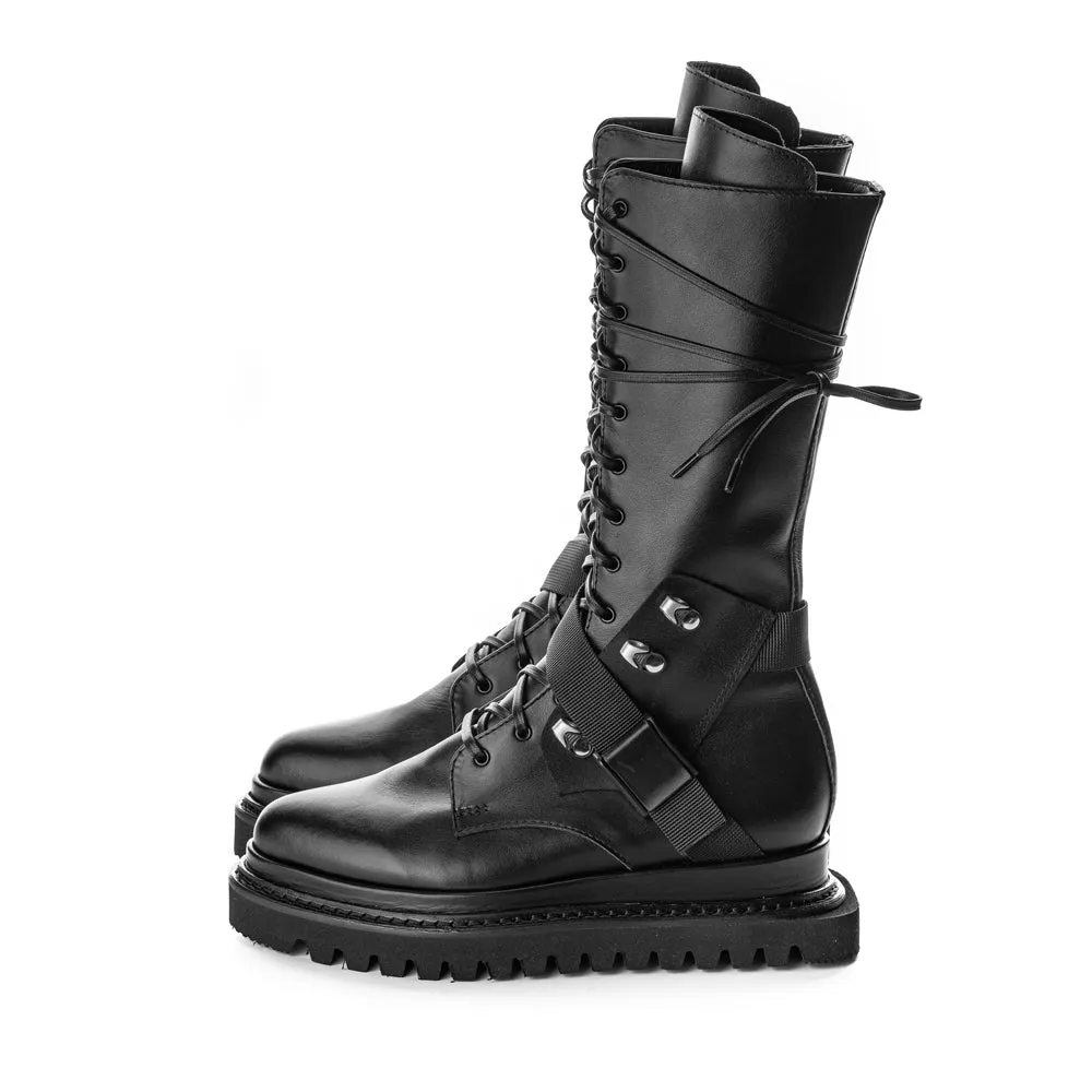 SHR Black Oxide combat leather boots