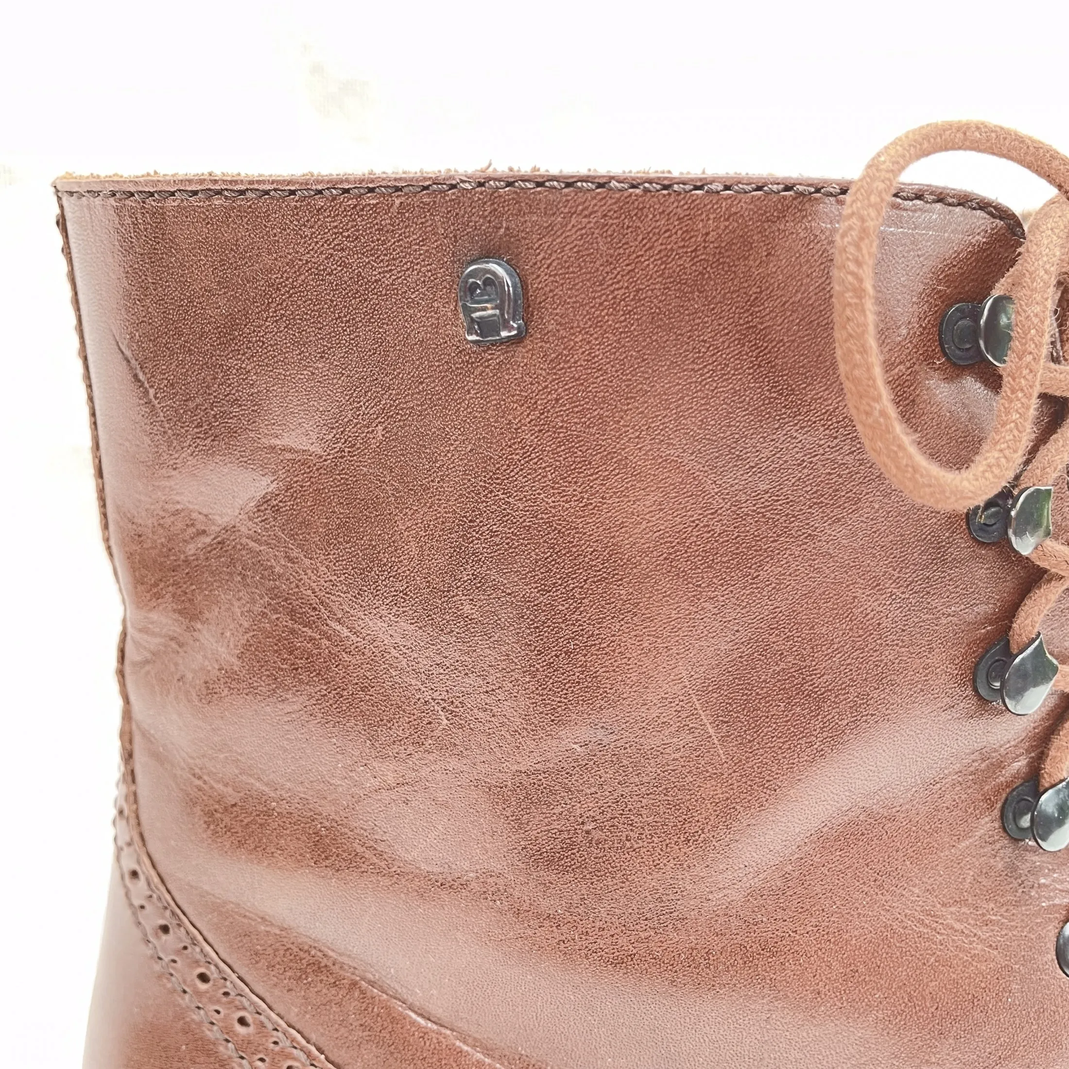 SOLD Vintage 80s Lace Up Granny Ankle Boots, Wingtip Oxford Booties Etienne Aigner