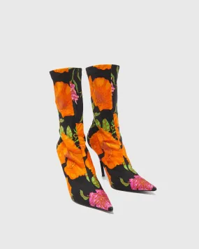 Tersa Flower Print Mid Calf Boots In Multicolor