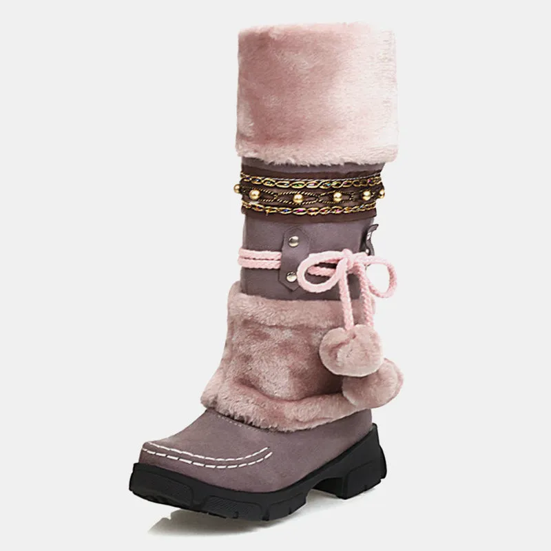 Tillbuy Furry Mid-Calf Boots