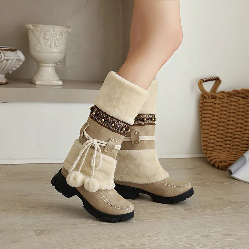 Tillbuy Furry Mid-Calf Boots