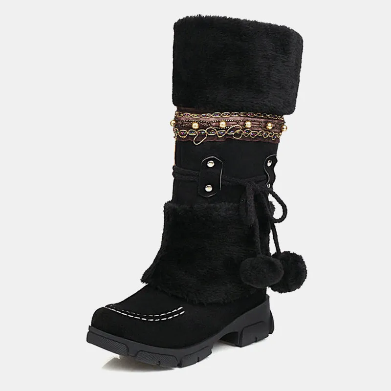 Tillbuy Furry Mid-Calf Boots