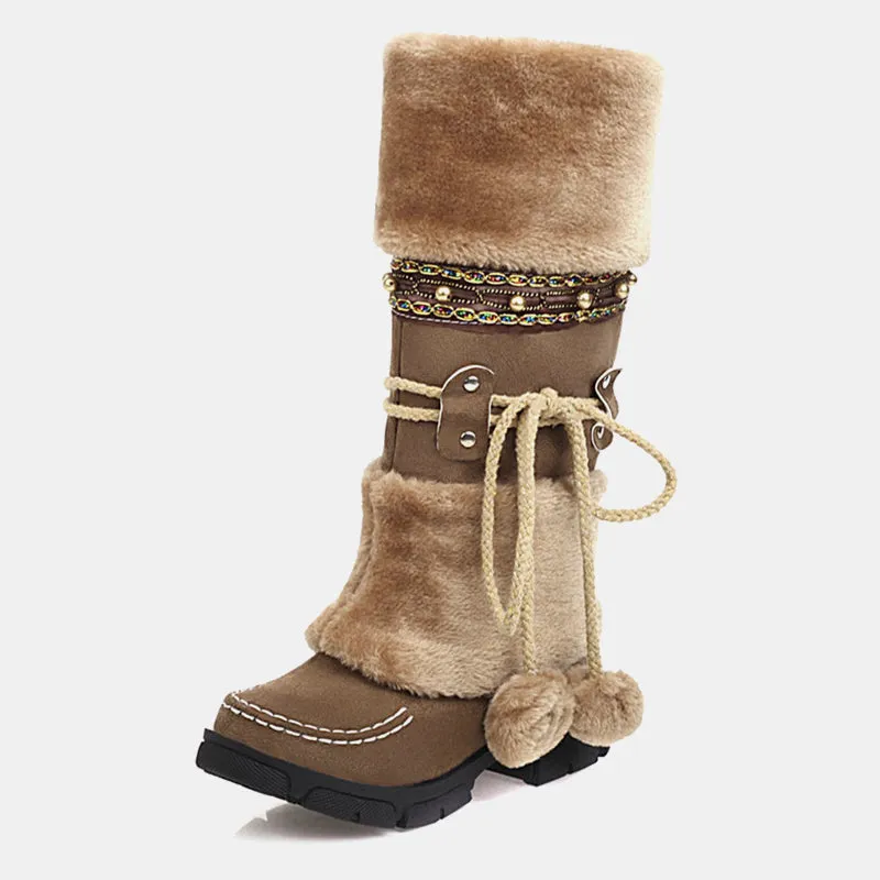 Tillbuy Furry Mid-Calf Boots