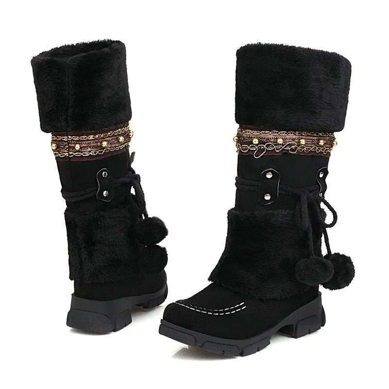 Tillbuy Furry Mid-Calf Boots
