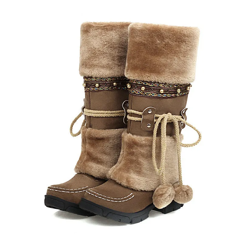 Tillbuy Furry Mid-Calf Boots