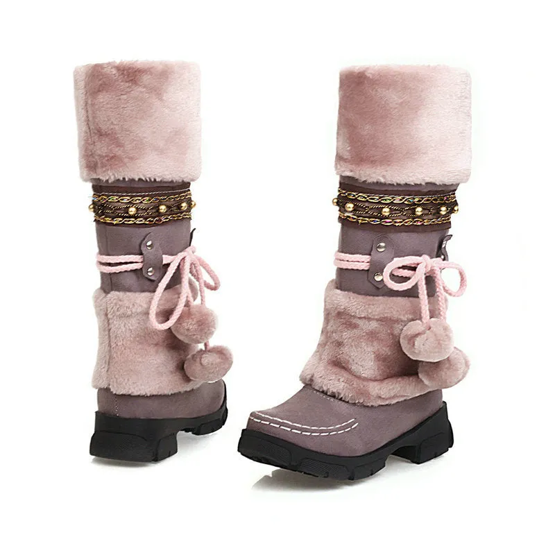 Tillbuy Furry Mid-Calf Boots