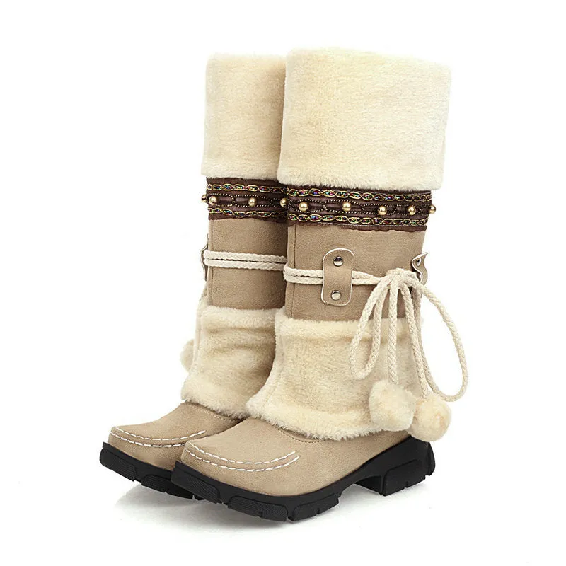 Tillbuy Furry Mid-Calf Boots