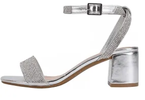 Women Rhinestone Block heel Ankle Strap Shoes Sandals Folger by City Classified