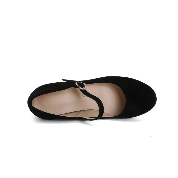 Women's Mary Jane Velvet Platform Wedge Heels Shoes