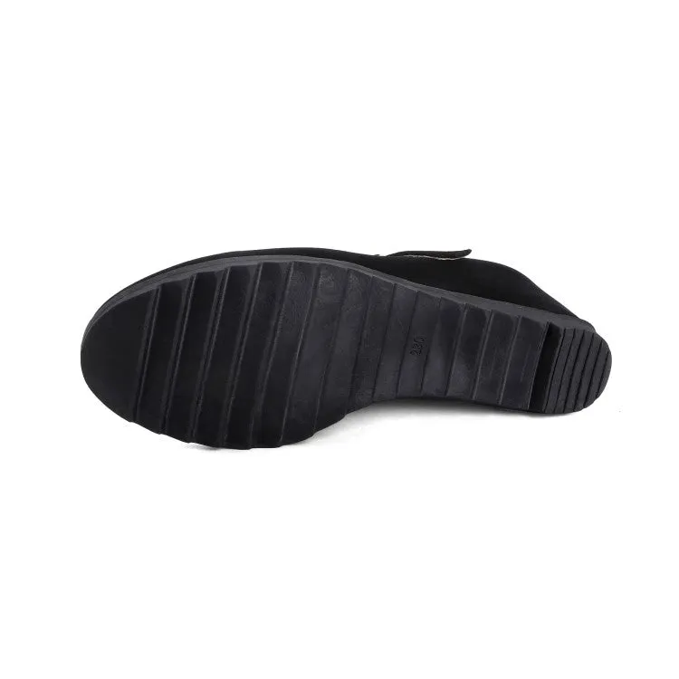 Women's Mary Jane Velvet Platform Wedge Heels Shoes