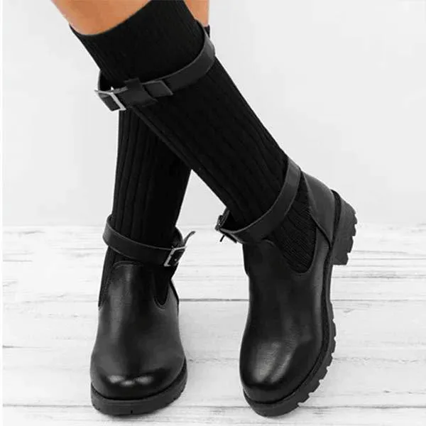 Women'S Round Toe Woolen Boots 42333029C