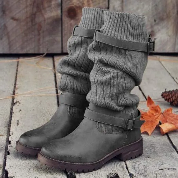 Women'S Round Toe Woolen Boots 42333029C