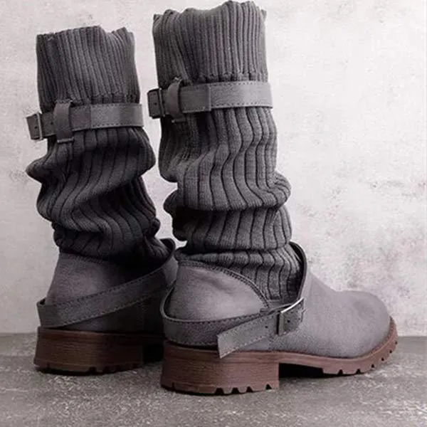 Women'S Round Toe Woolen Boots 42333029C